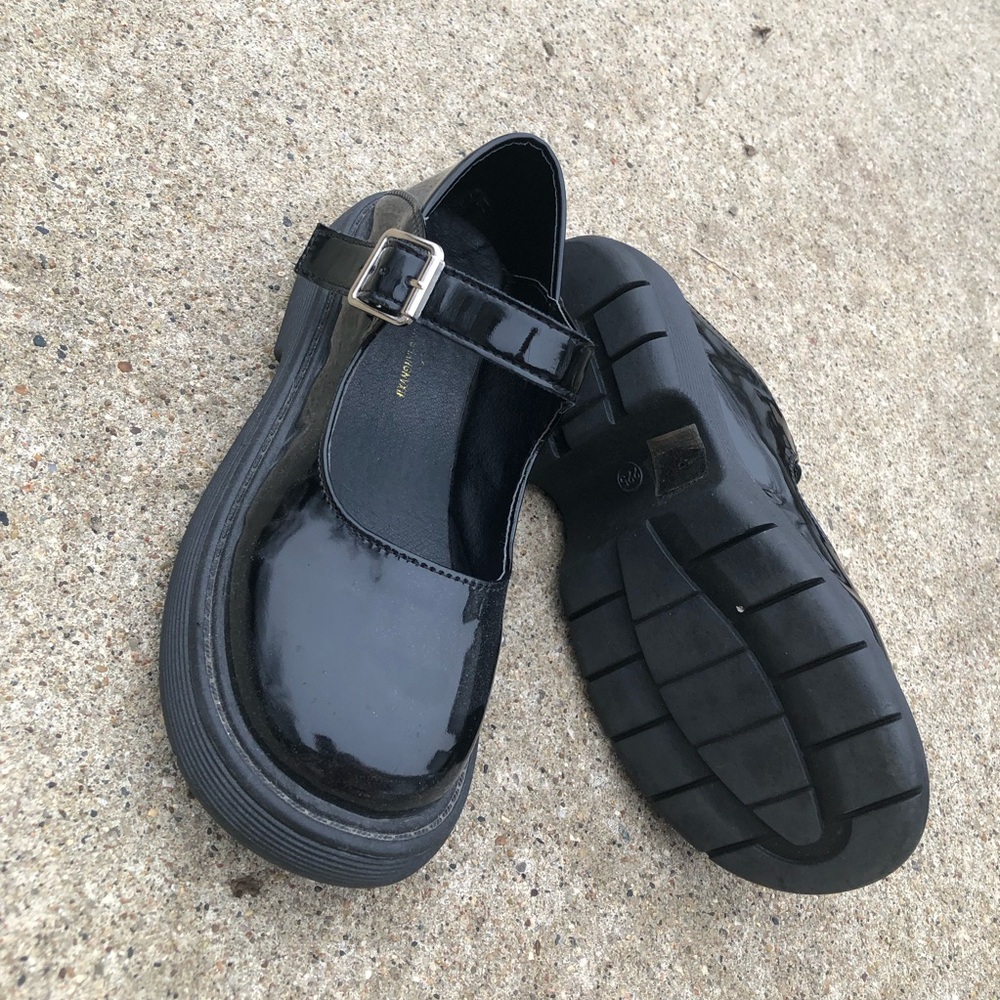 Chunky black Mary janes with buckle